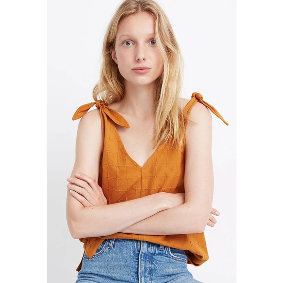 Madewell Tops - Madewell Tie-Strap V-Neck Tank Top sz XL Boho mustard yellow